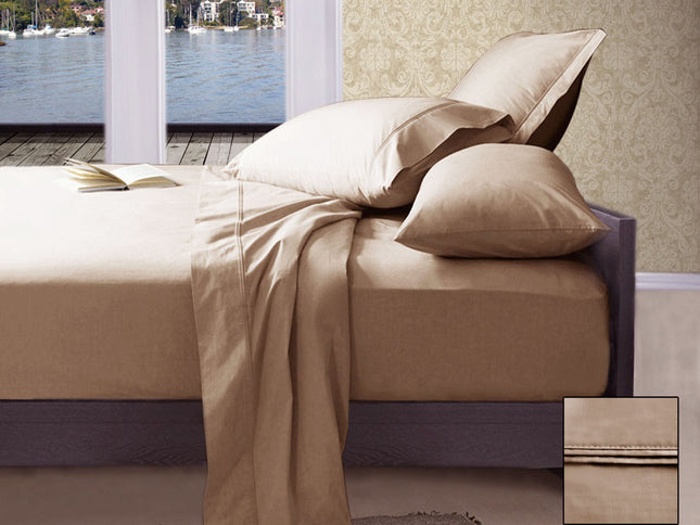 Ramesses 1000TC American Pima Cotton Plain Design Sheet Set Linen Queen