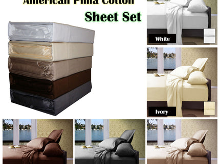 Ramesses 1000TC American Pima Cotton Plain Design Sheet Set Linen Queen
