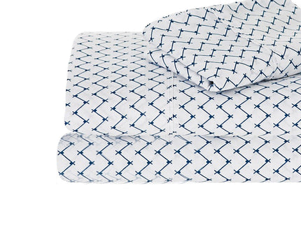 Ramesses 250TC Egyptian Cotton Printed Sheet Set Navy Sefton Single