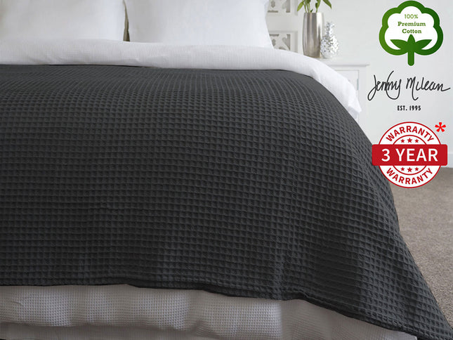 Jenny Mclean Ardent Premium Super Soft Cotton Waffle Blanket Charcoal Queen