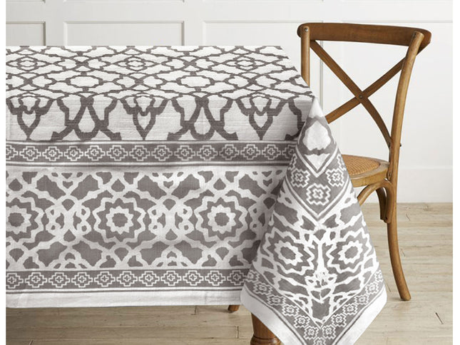 Rans Pure Cotton Vintage Tablecloth Grey 150 X 360 + 4 cm