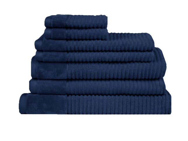 Royal Excellency 7 Piece Cotton Bath Towel Set - Navy