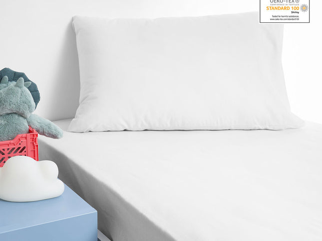 Minikins Junior Cotton Combo Fitted Sheet Set White King Single
