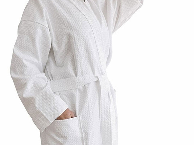Jason 240GSM Waffle Polyester Cotton Kimono White