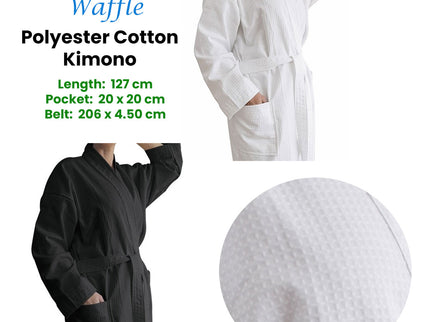 Jason 240GSM Waffle Polyester Cotton Kimono White