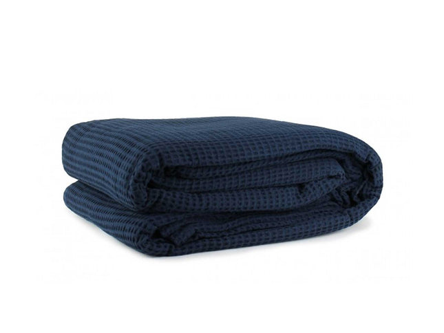 Jason Cotton Waffle Blanket Navy - Single