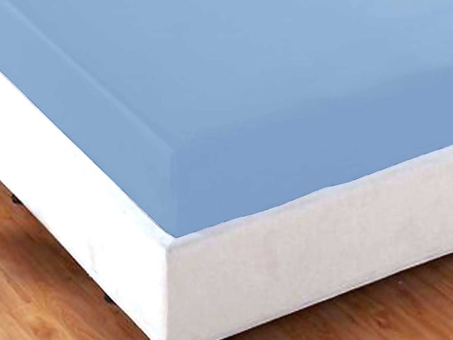 Jason Crisp Polyester Cotton Fitted Sheet Spring Blue - King