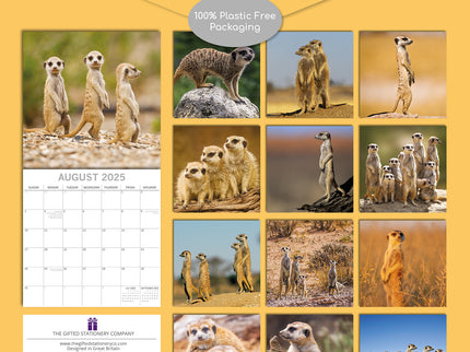 Meerkats - 2025 Square Wall Calendar Pets Animals 16 Months Premium Planner Gift