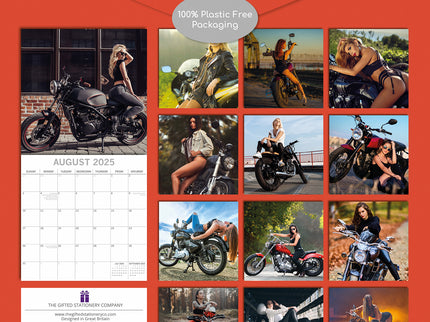 Biker Babes 2025 Square Wall Calendar 16 Months Christmas New Year Planner Gift
