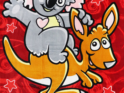 100% Cotton Australian Souvenir Aussie Kangaroos Flag Soft Beach Bath Towel Gift, Australia Kangaroos & Koalas