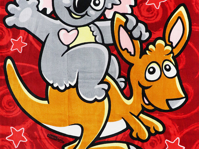 100% Cotton Australian Souvenir Aussie Kangaroos Flag Soft Beach Bath Towel Gift, Australia Kangaroos & Koalas