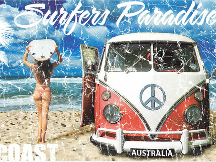 100% Cotton Australian Souvenir Aussie Kangaroos Flag Soft Beach Bath Towel Gift, Surfers Paradise