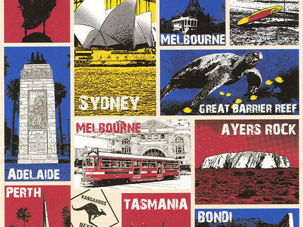 100% Cotton Australian Souvenir Aussie Kangaroos Flag Soft Beach Bath Towel Gift, Australia Down Under