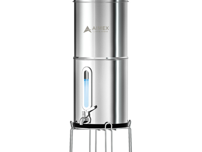 Aimex Portable Water Filter - Gravity-Fed, 304 Stainless Steel, Fluoride Removal