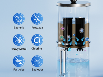 Aimex Portable Water Filter - Gravity-Fed, 304 Stainless Steel, Fluoride Removal