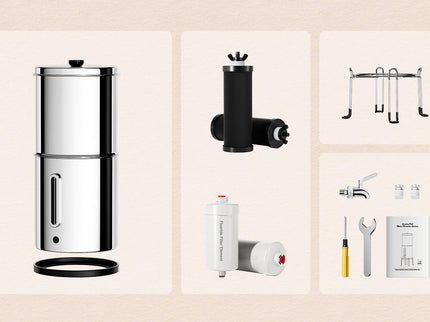 Aimex Portable Water Filter - Gravity-Fed, 304 Stainless Steel, Fluoride Removal