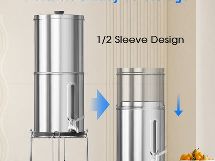 Aimex Portable Water Filter - Gravity-Fed, 304 Stainless Steel, Fluoride Removal