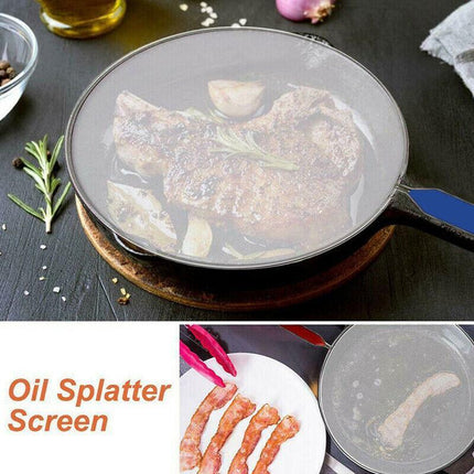 4Size Anti Splatter Guard Oil Net Splash Cover Pan Screen Kitchen Cooking Frying - 25CM