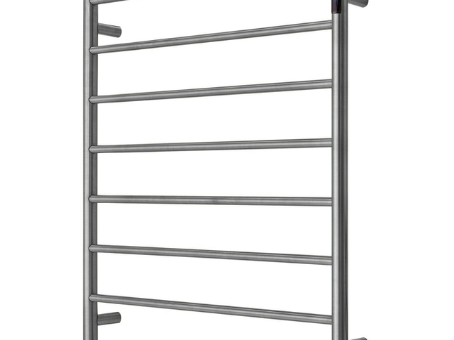 Premium Gunmetal Heated Towel Rack with LED control - 8 Bars, Round Design, AU Standard, 1000x850mm Wide