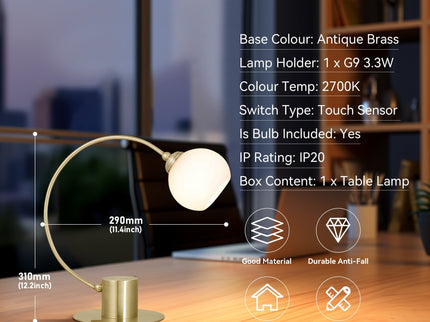 Penelope Touch Table Lamp - Antique Brass