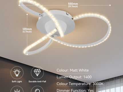 Irie Dimmable 3 Lights LED Ceiling Light - White