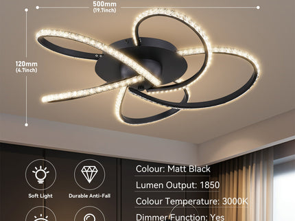 Irie Dimmable 5 Lights LED Ceiling Light - Black