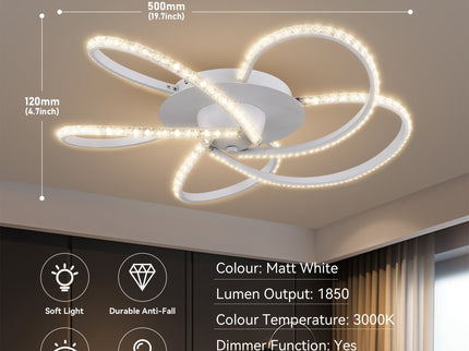 Irie Dimmable 5 Lights LED Ceiling Light - White