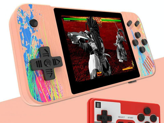 Macaron Handheld Game Console With 3.5 Screen - 800 Built-In Games For Dual Players - Pink