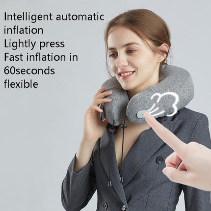 Gray Inflatable Neck Massager Pillow For Cervical Spine