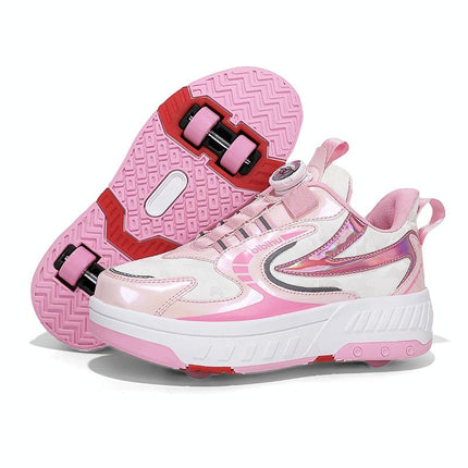 29 Size Children's Two-wheeled Roller Skating Shoes - Xf18 Pink - 29