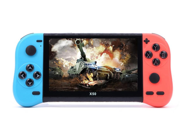 Retro Handheld Game Console With 5.1 Screen 8G Memory 6000+ Games - Red+Blue