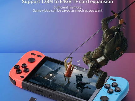 Retro Handheld Game Console With 5.1 Screen 8G Memory 6000+ Games - Red+Blue