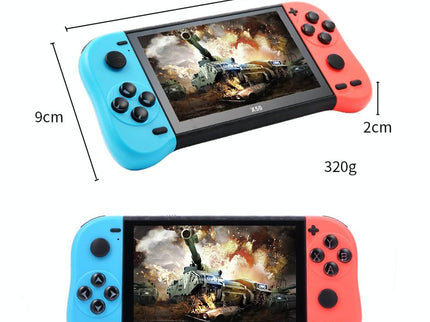 Retro Handheld Game Console With 5.1 Screen 8G Memory 6000+ Games - Red+Blue
