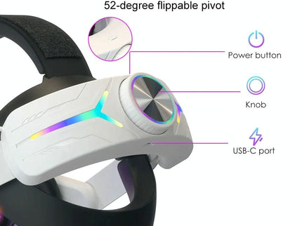 Foldable Rgb Headset for Meta Quest 3 - Usb Rechargeable - Black