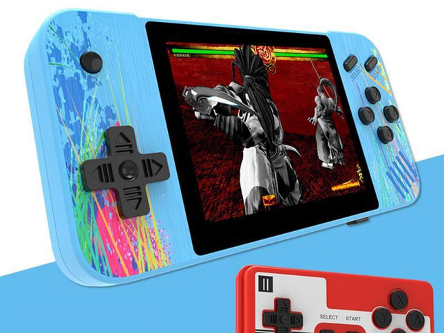 Macaron Handheld Game Console With 3.5 Screen - 800 Built-In Games For Dual Players - Blue