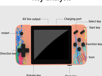 Macaron Handheld Game Console With 3.5 Screen - 800 Built-In Games For Dual Players - Blue