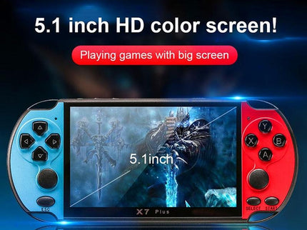 Retro Classic Handheld Game Console With 5.1 Hd Screen & 8G Memory - Supports Mp4 / Ebook - Blue + Red