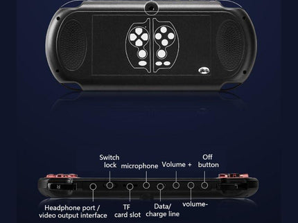Retro Classic Handheld Game Console With 5.1 Hd Screen & 8G Memory - Supports Mp4 / Ebook - Yellow + Red