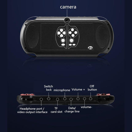 Retro Classic Handheld Game Console With 5.1 Hd Screen & 8G Memory - Supports Mp4 / Ebook - Yellow + Red