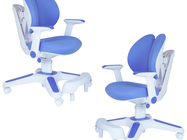 Ergonomic Children Kids Study Chair Set of 2 Height Adjustable - Blue