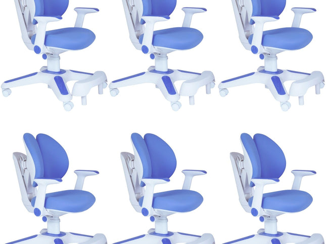 Ergonomic Children Kids Study Chair Set of 6 Height Adjustable - Blue
