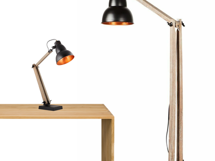 2x Lamps - Faroe Scandi Floor + Table Desk Light Modern Natural Wooden Retro