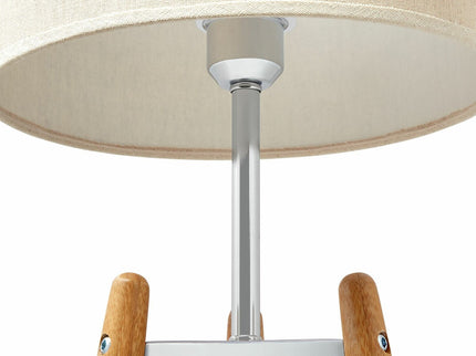 73cm Bamboo Tripod Table Lamp Light Modern Vintage w Beige Linen Shade