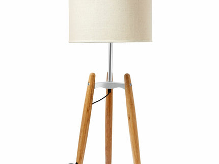 73cm Bamboo Tripod Table Lamp Light Modern Vintage w Beige Linen Shade