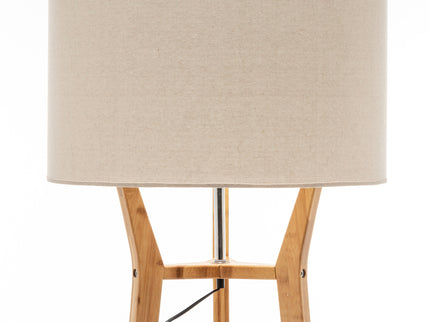 168cm Large Bamboo Wooden Tripod Floor Lamp Light Modern Linen Shade w Shelves