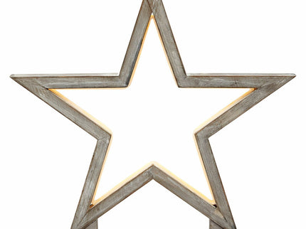 33cm Bamboo Star LED Table Lamp Light Modern Bedside - Antique Timber