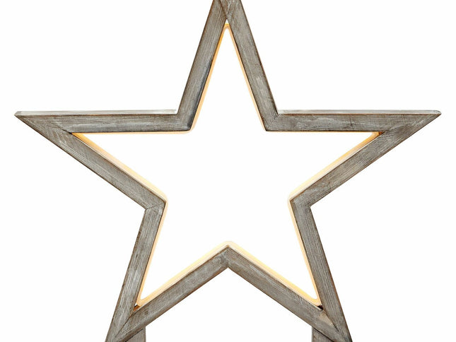 33cm Bamboo Star LED Table Lamp Light Modern Bedside - Antique Timber