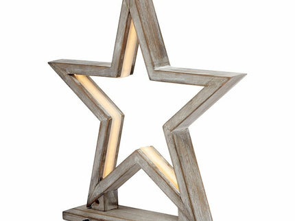 33cm Bamboo Star LED Table Lamp Light Modern Bedside - Antique Timber