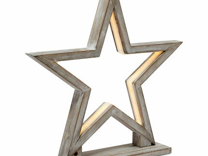 33cm Bamboo Star LED Table Lamp Light Modern Bedside - Antique Timber