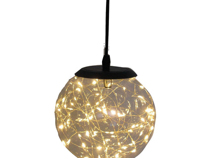 Glass LED Lighting Pendant Light w/ Timer Hanging Lantern Lamp - Round